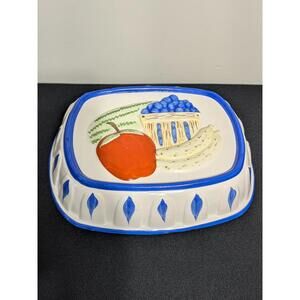 Sango Ceramic Covered Casserole Dish with Fruit Design